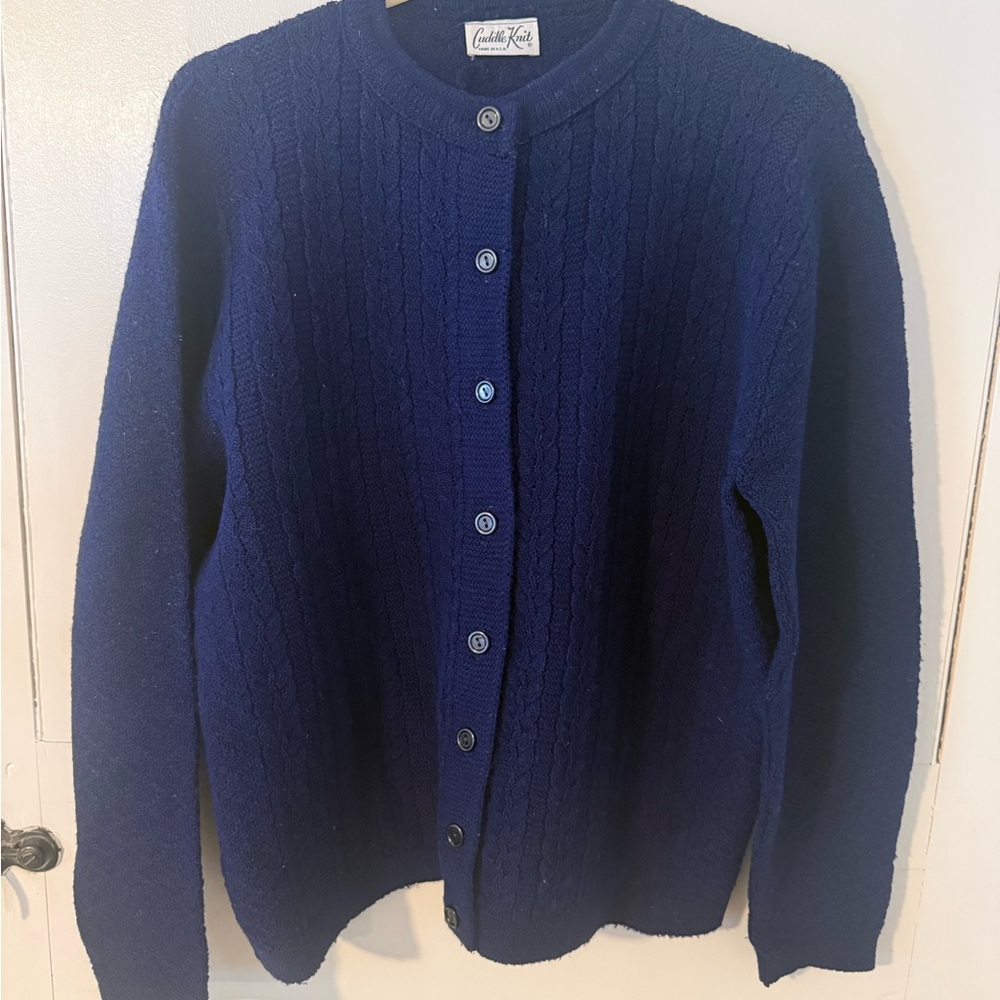 Classic Navy Blue Vintage Women's Sweater